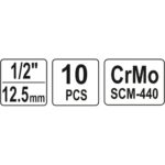 Smūginių galvučių rinkinys, šešiakampės  12,5 mm (1/2") 10 - 22 mm  10 vnt. - Image 4