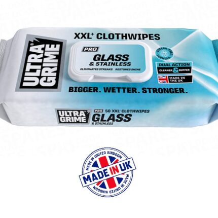 Drėgno valymo servetėlės stiklui /chromui UltraGrime PRO Glass&Stainless XXL (50 vnt/pak)